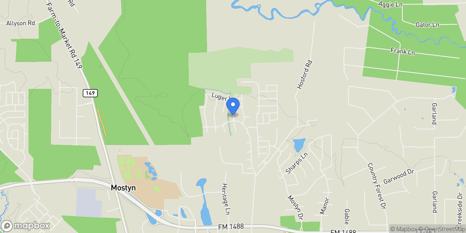 Map showing 40845 Wesson Lane, Magnolia, Texas, United States.