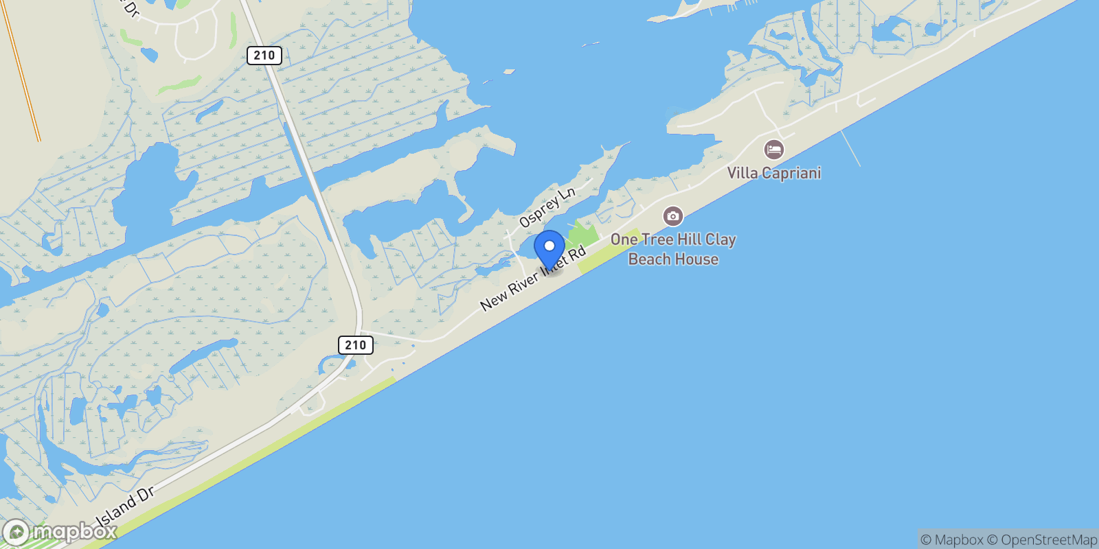 Map showing 418 New River Inlet Road , North Topsail Beach, NC 28460, North Topsail Beach, North Carolina, United States.