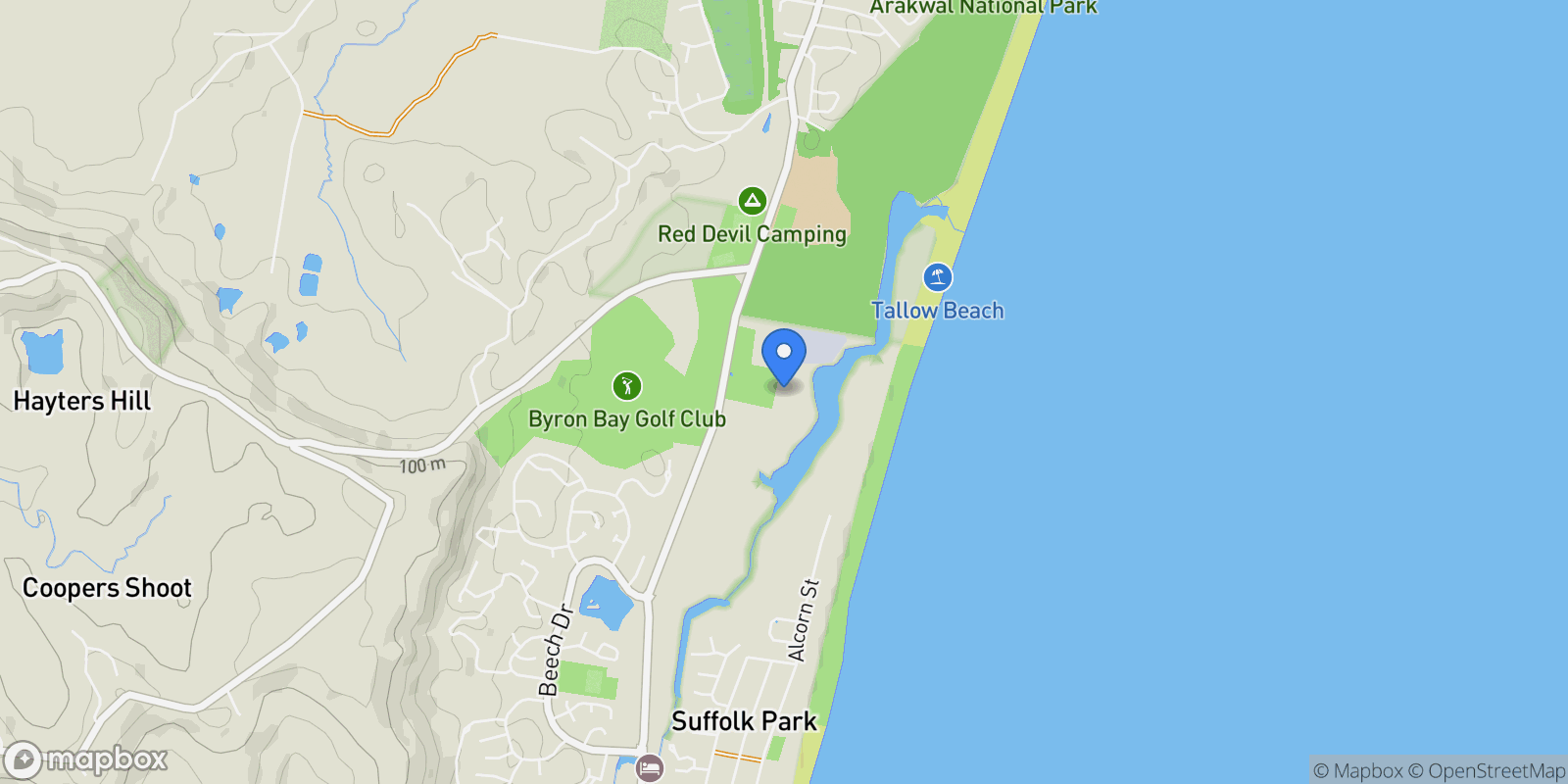 Map showing 13/183-205 Broken Head Road, Byron bay, NSW, Byron Bay, New South Wales, Australia.
