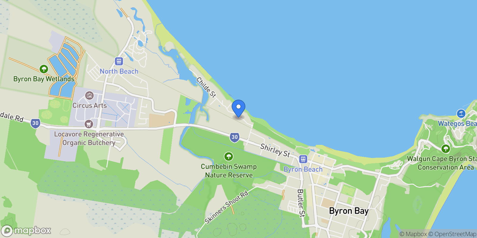 Map showing 15 Kendall Street, Byron Bay, NSW, Byron Bay, New South Wales, Australia.