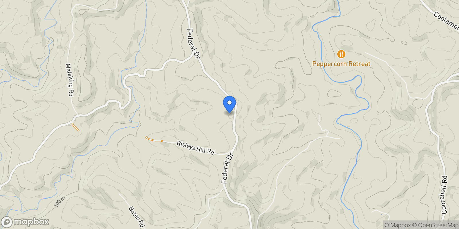 Map showing 711 Federal Drive, Byron Bay, NSW 2481, Federal, New South Wales, Australia.