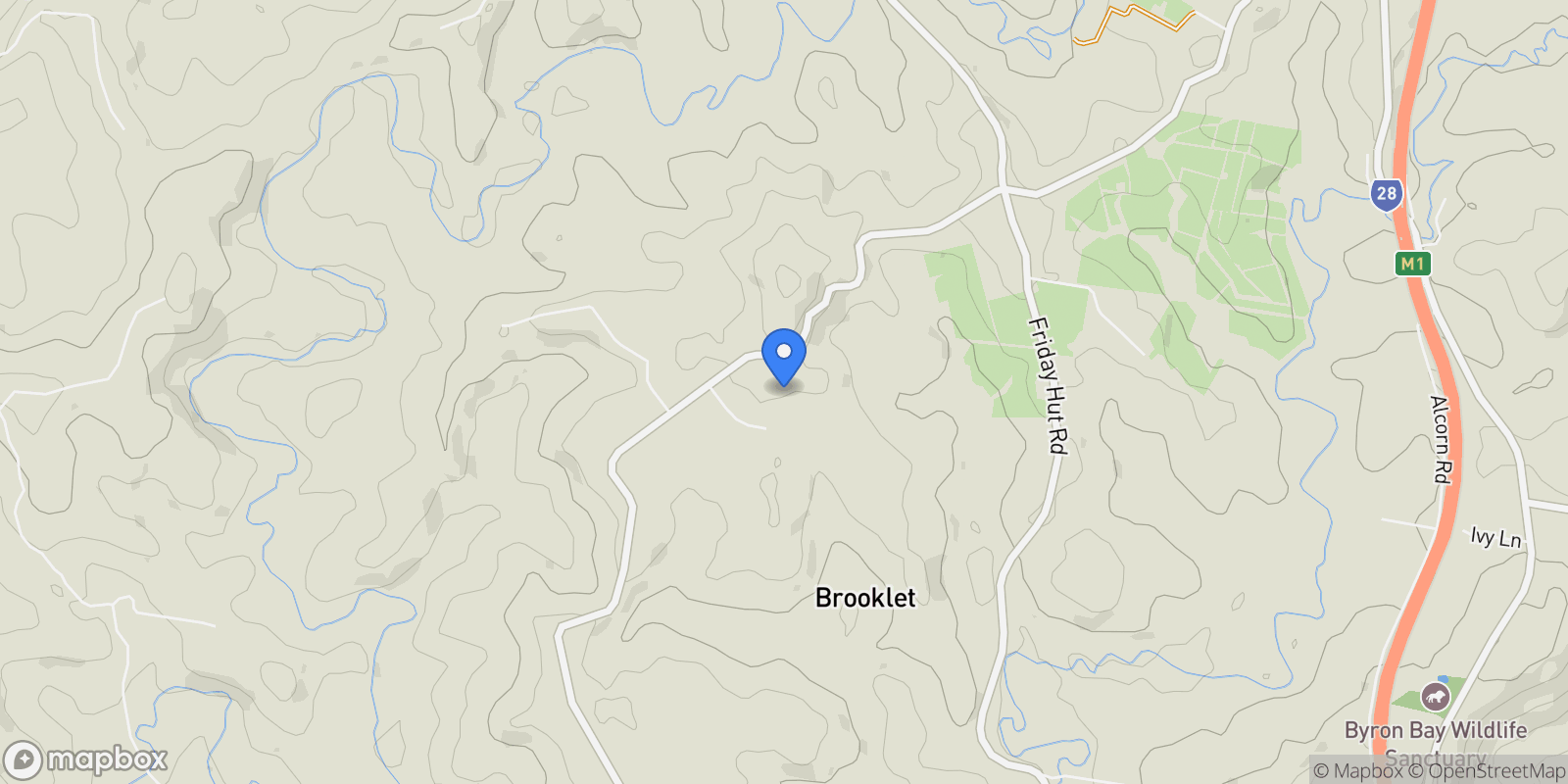 Map showing 836 Fernleigh Road, Byron Bay, NSW 2481, Brooklet, New South Wales, Australia.