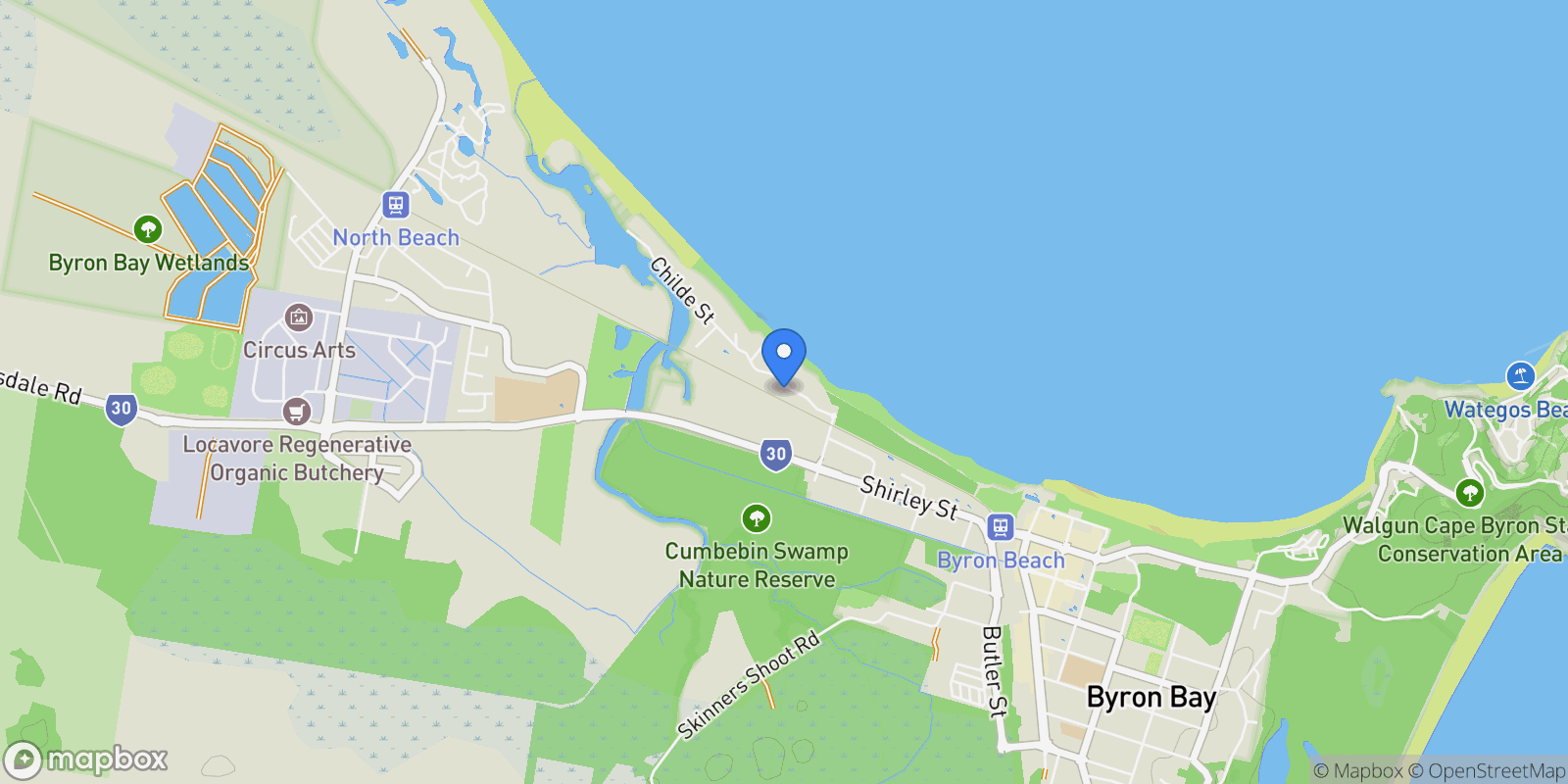 Map showing 17 Border Street, Byron Bay, NSW 2481, Byron Bay, New South Wales, Australia.
