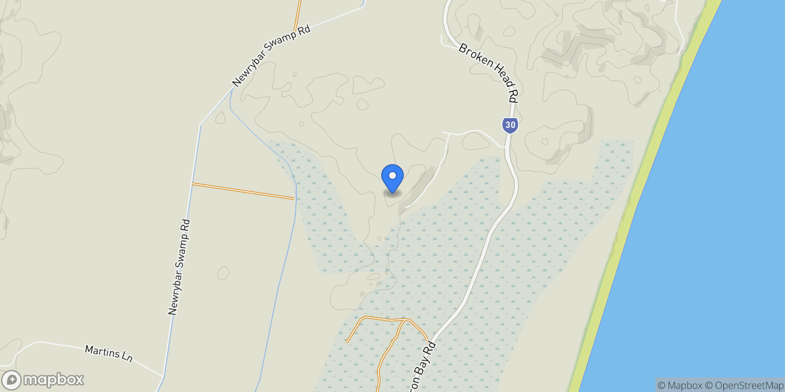 Map showing 78 Owenia Way, Byron Bay, NSW 2481, Broken Head, New South Wales, Australia.