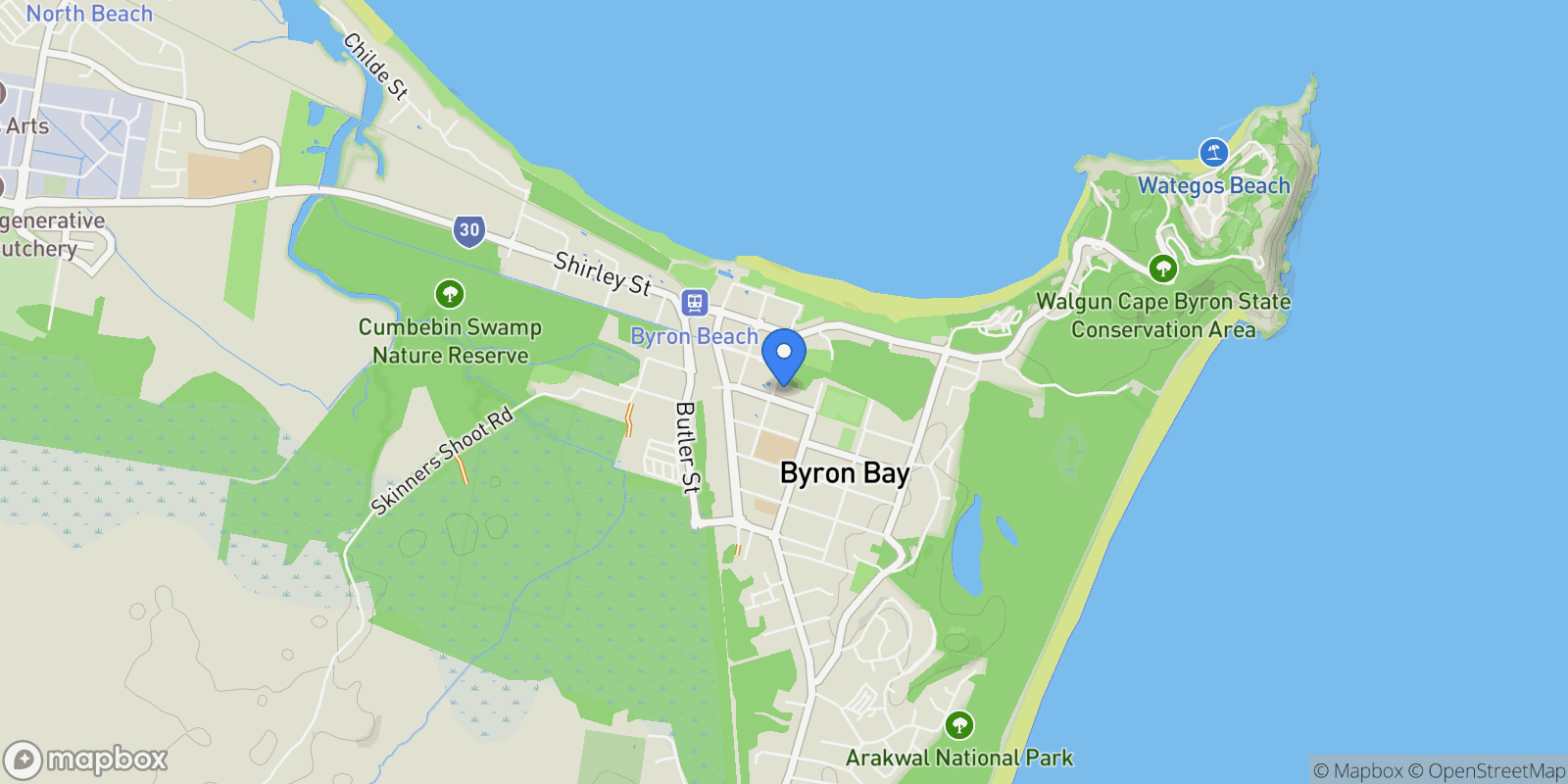 Map showing 15 Marvell Street, Byron Bay, NSW 2481, Byron Bay, New South Wales, Australia.