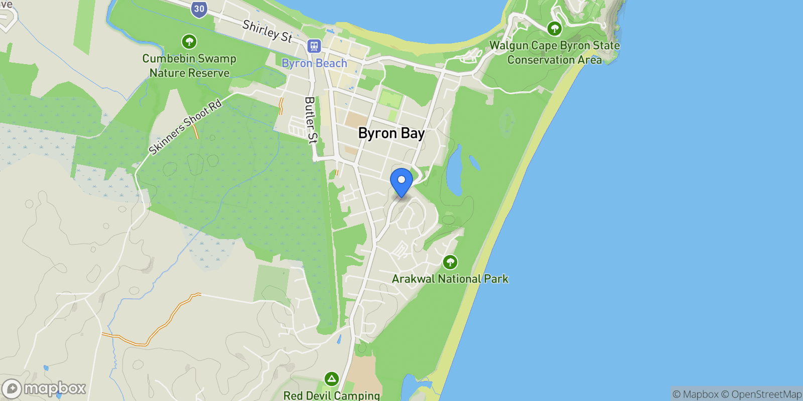 Map showing 83 Paterson Street, Byron Bay, NSW 2481, Byron Bay, New South Wales, Australia.