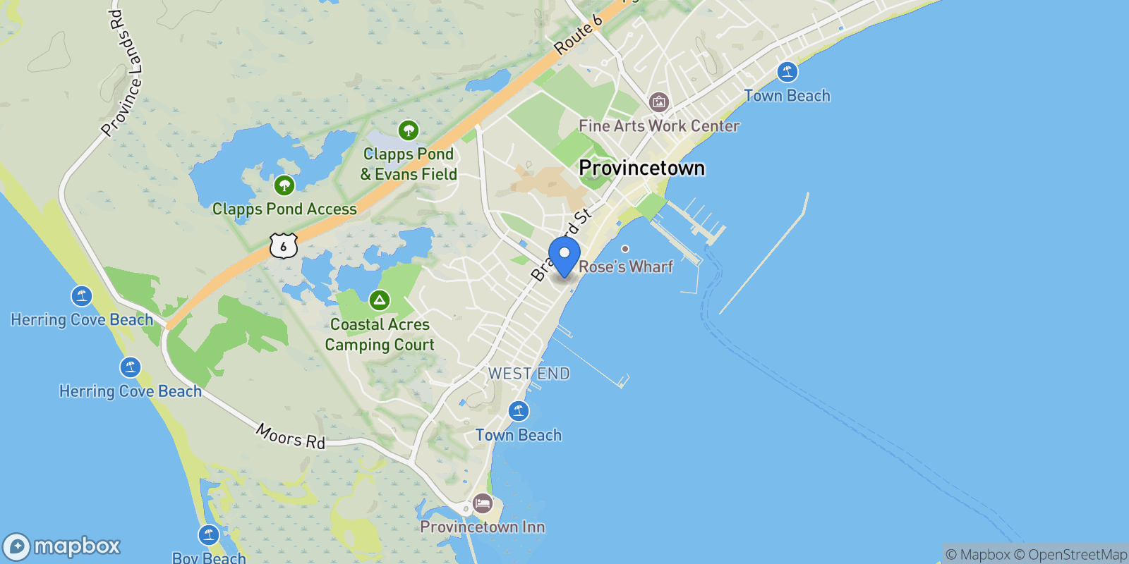 Map showing 162 Commercial Street , Provincetown, MA 02657, Provincetown, Massachusetts, United States.