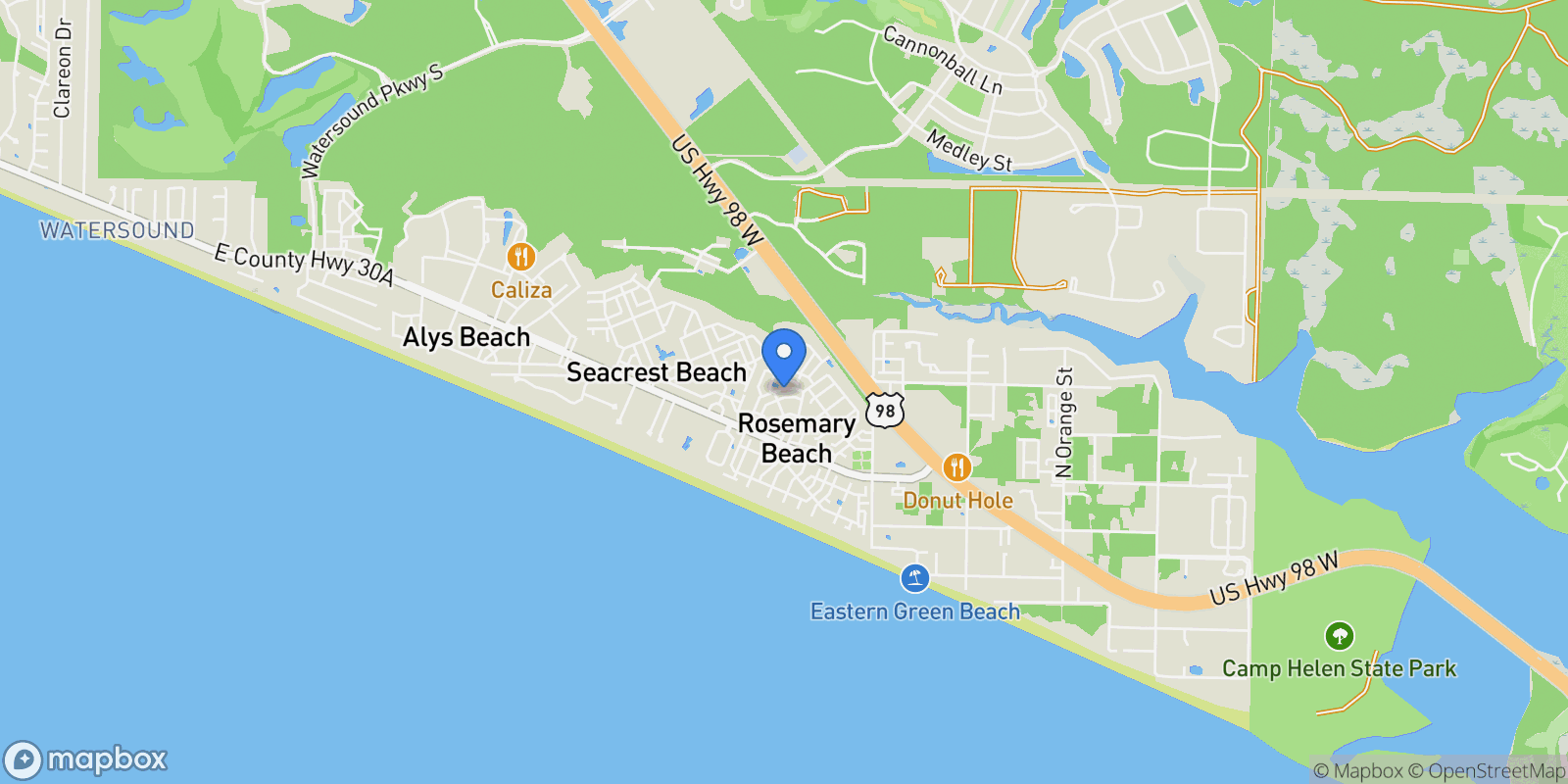 Map showing Rosemary Beach, Florida, United States.