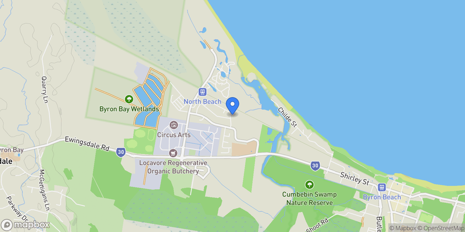 Map showing 4/47 Belongil Crescent, Byron Bay, NSW 2481, Byron Bay, New South Wales, Australia.