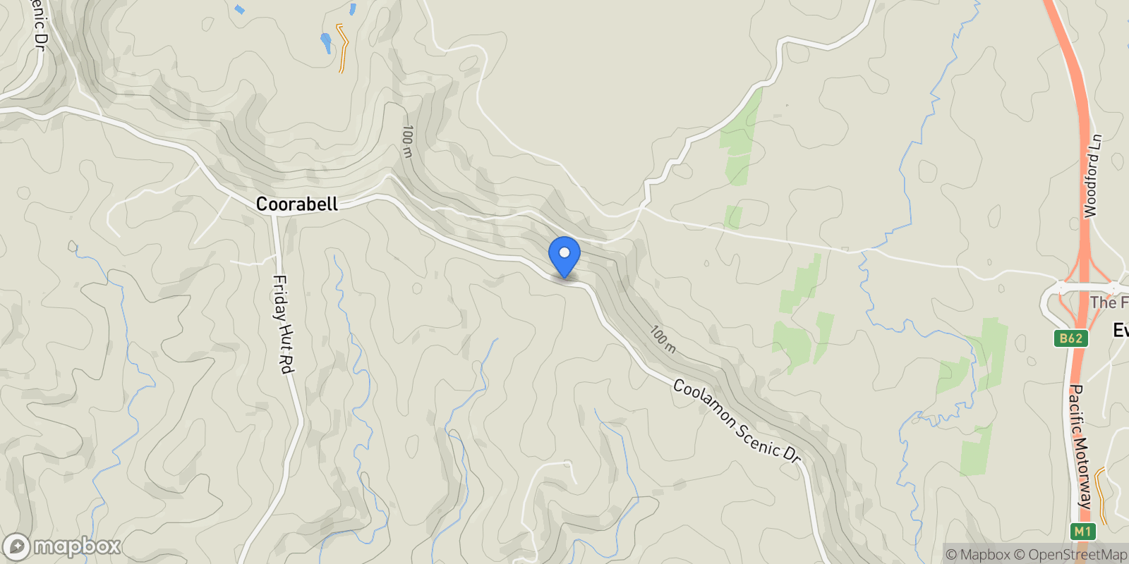 Map showing 28 Coolamon Scenic Drive, Byron Bay, NSW, Coorabell, New South Wales, Australia.