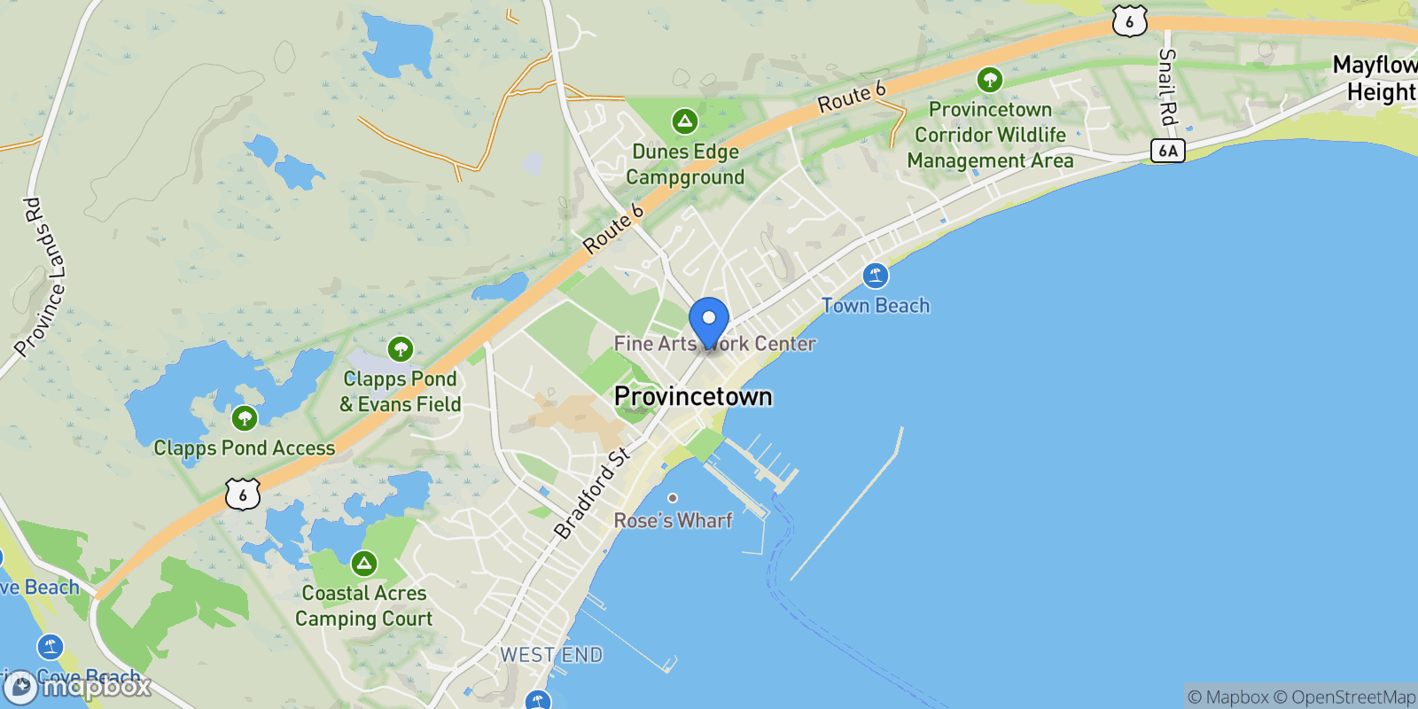 Map showing 15 Center Street , Provincetown, MA 02657, Provincetown, Massachusetts, United States.