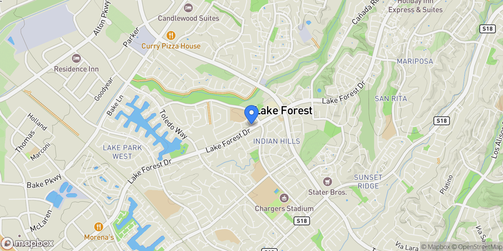 Map showing 21832 Bass Lake, Lake Forest, CA 92630, Lake Forest, California, United States.
