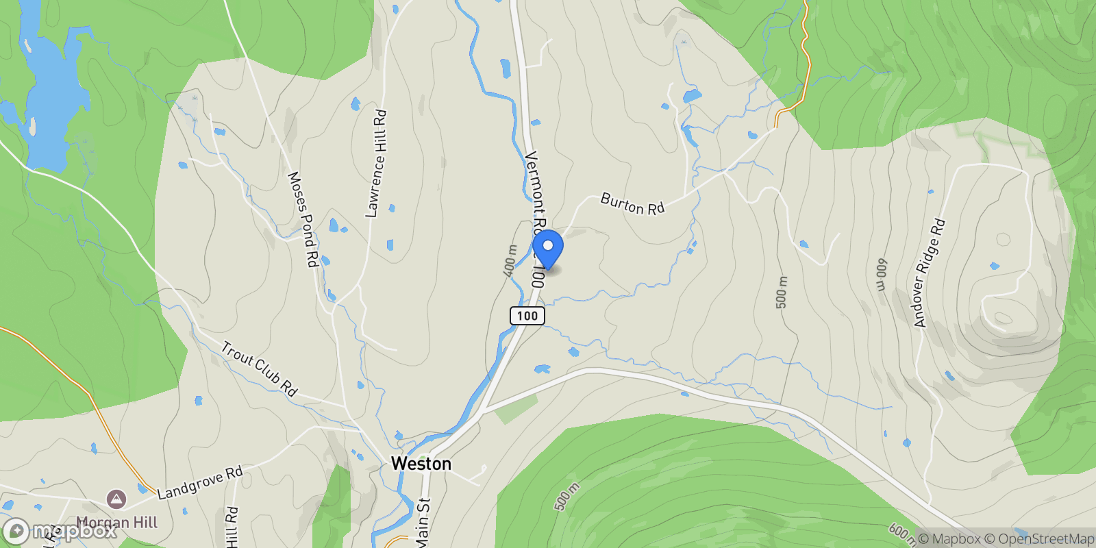 Map showing 815 Route 100, Weston, VT 05161, Weston, Vermont, United States.