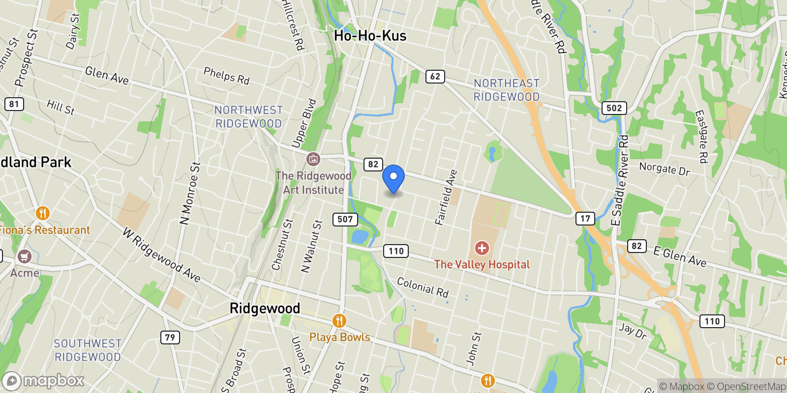 Map showing 326 Northern Parkway, Ridgewood, NJ 07450, Ridgewood, New Jersey, United States.