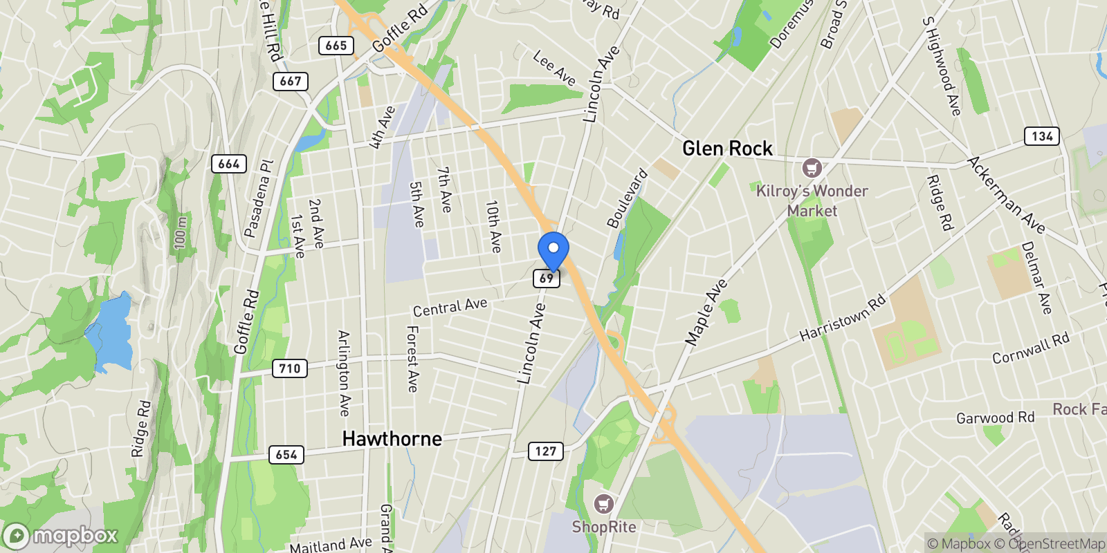Map showing 3 Serafin Place, Glen Rock, NJ 07452, Glen Rock, New Jersey, United States.