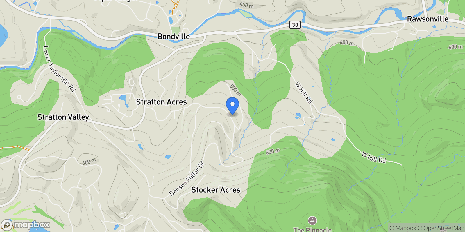 Map showing 25 Benson Fuller Road, Winhall, VT 05340, Jamaica, Vermont, United States.