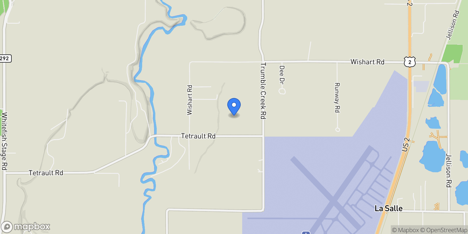 Map showing 3036 Trumble Creek Road, Kalispell, Montana, United States.