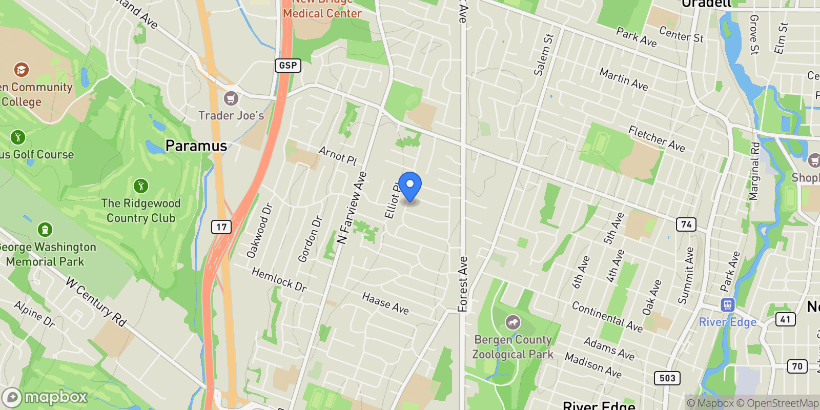 Map showing 362 Harrison Street, Paramus, NJ 07652, Paramus, New Jersey, United States.