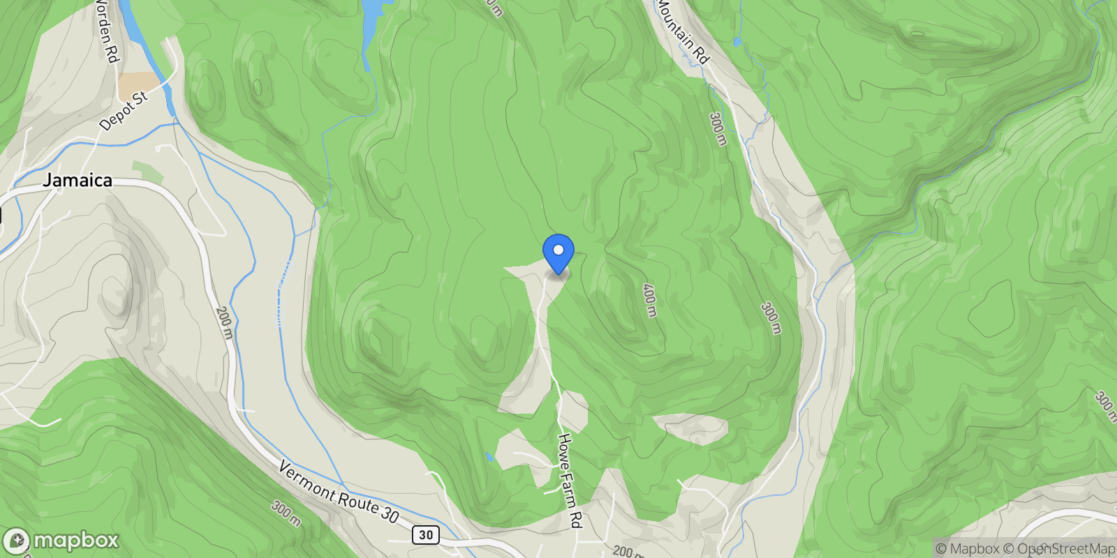 Map showing 662 Howe Farm Road, Jamaica, VT 05343, Jamaica, Vermont, United States.