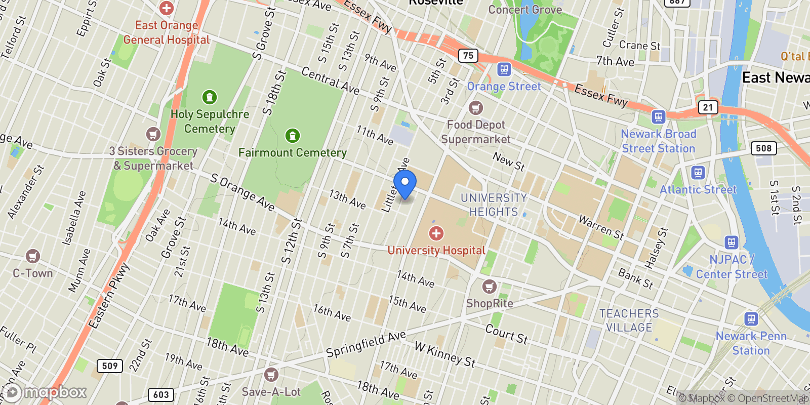 Map showing 152 Fairmount, Ridgewood, NJ 07450, Newark, New Jersey, United States.
