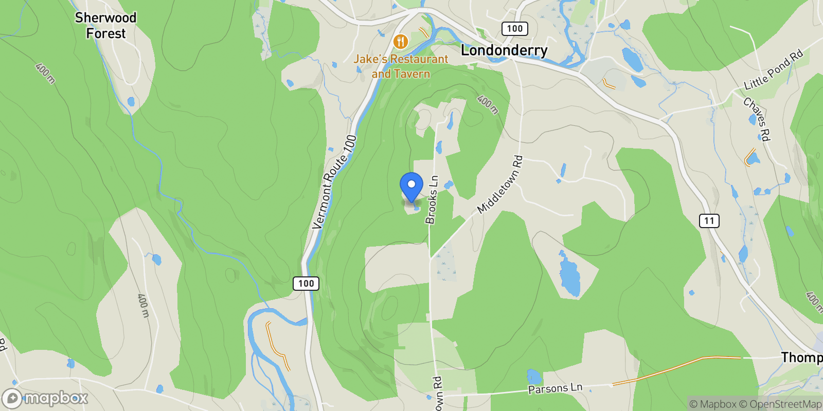Map showing 207 Brooks Lane, Londonderry, VT 05148, Londonderry, Vermont, United States.
