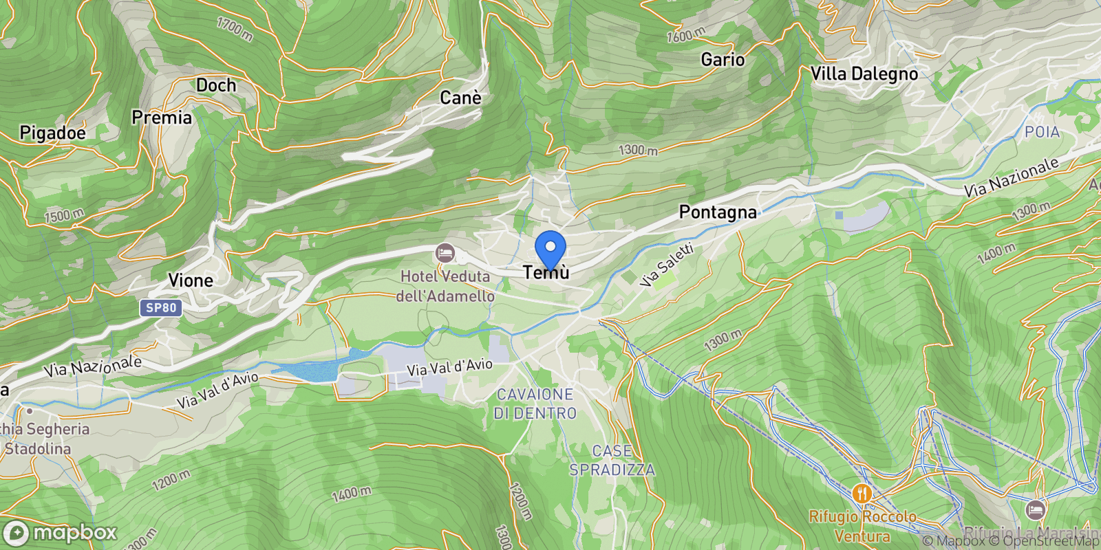 Map showing 25050 Temù, Province of Brescia, Italy, Temù, Lombardy, Italy.