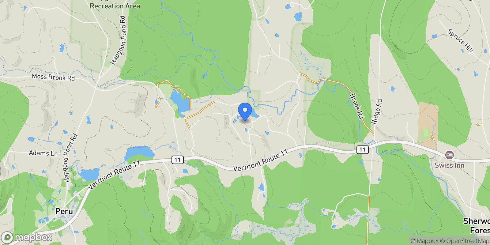 Map showing 377 Glen Road, Peru, VT 05152, Peru, Vermont, United States.
