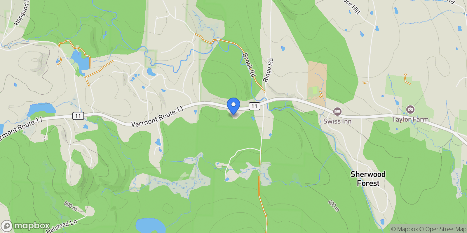 Map showing 24 Vt Route 11, Landgrove, VT 05148, Peru, Vermont, United States.