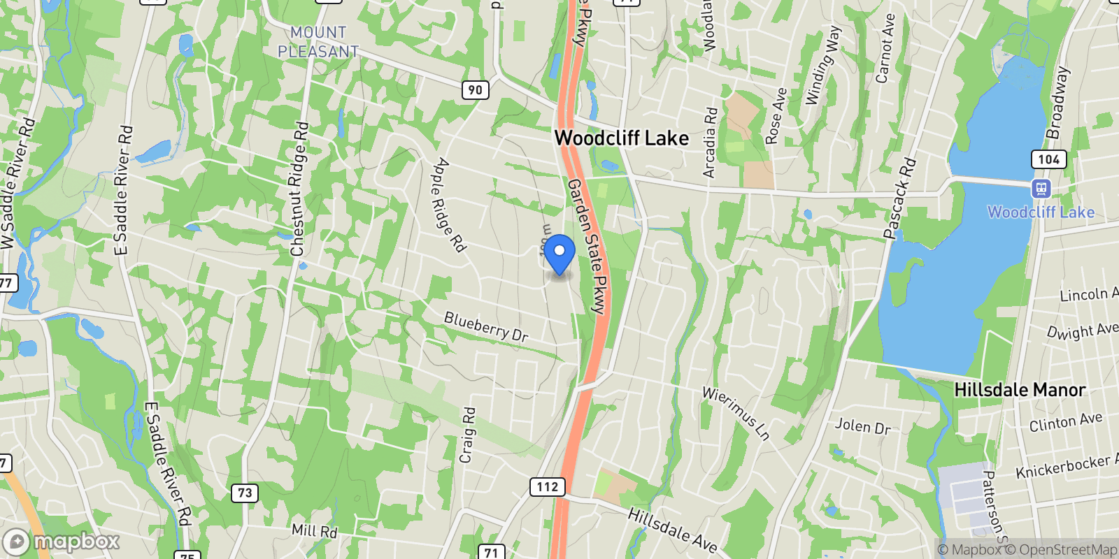 Map showing 61 Overlook Drive, Woodcliff Lake, NJ 07677, Woodcliff Lake, New Jersey, United States.