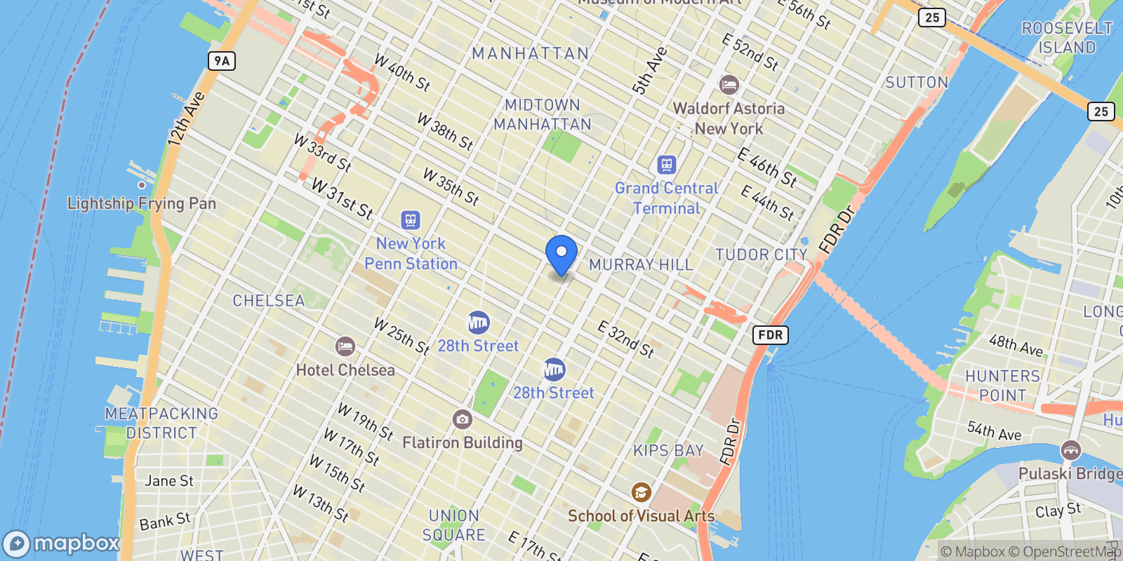 Map showing 172 MADISON Avenue #MANSION, New York, New York, United States.