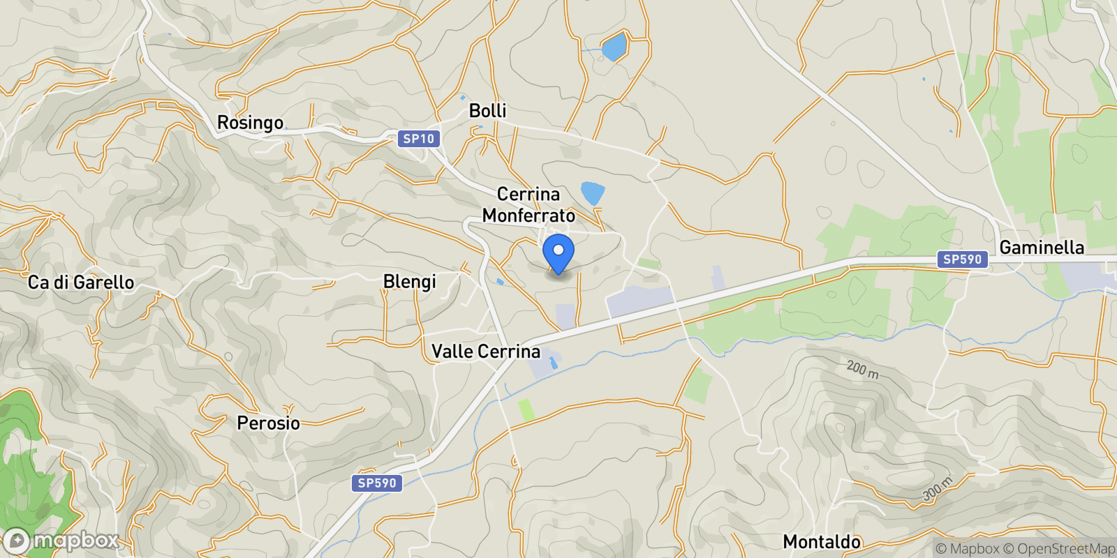 Map showing Cerrina Monferrato, Piedmont, Italy.
