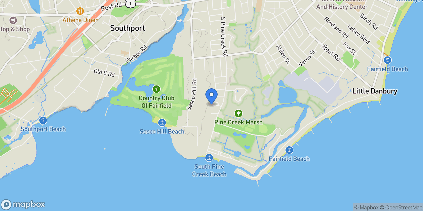 Map showing 972 South Pine Creek Road 972, Fairfield, CT 06824, Fairfield, Connecticut, United States.