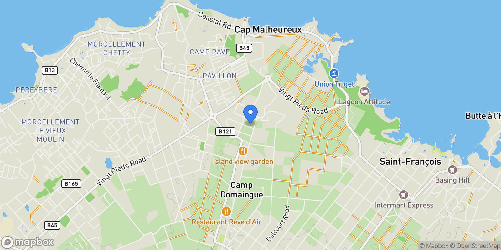 Map showing Rivière du Rempart, Rivière du Rempart District, Mauritius.