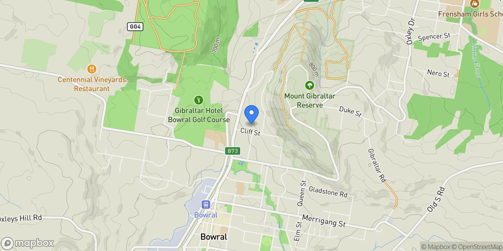Map showing 16 Cliff Street, Bowral, NSW, Glenquarry, New South Wales, Australia.