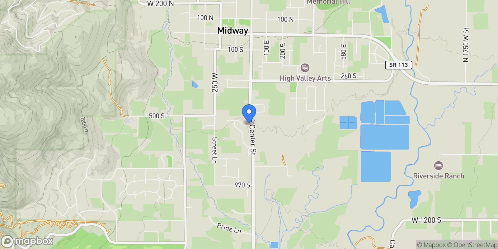 Map showing 590 S Center Street, Midway, Utah, United States.