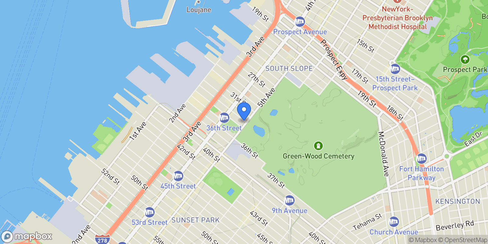 Map showing 814 5th Avenue 4C, Brooklyn, NY 11232, New York, New York, United States.