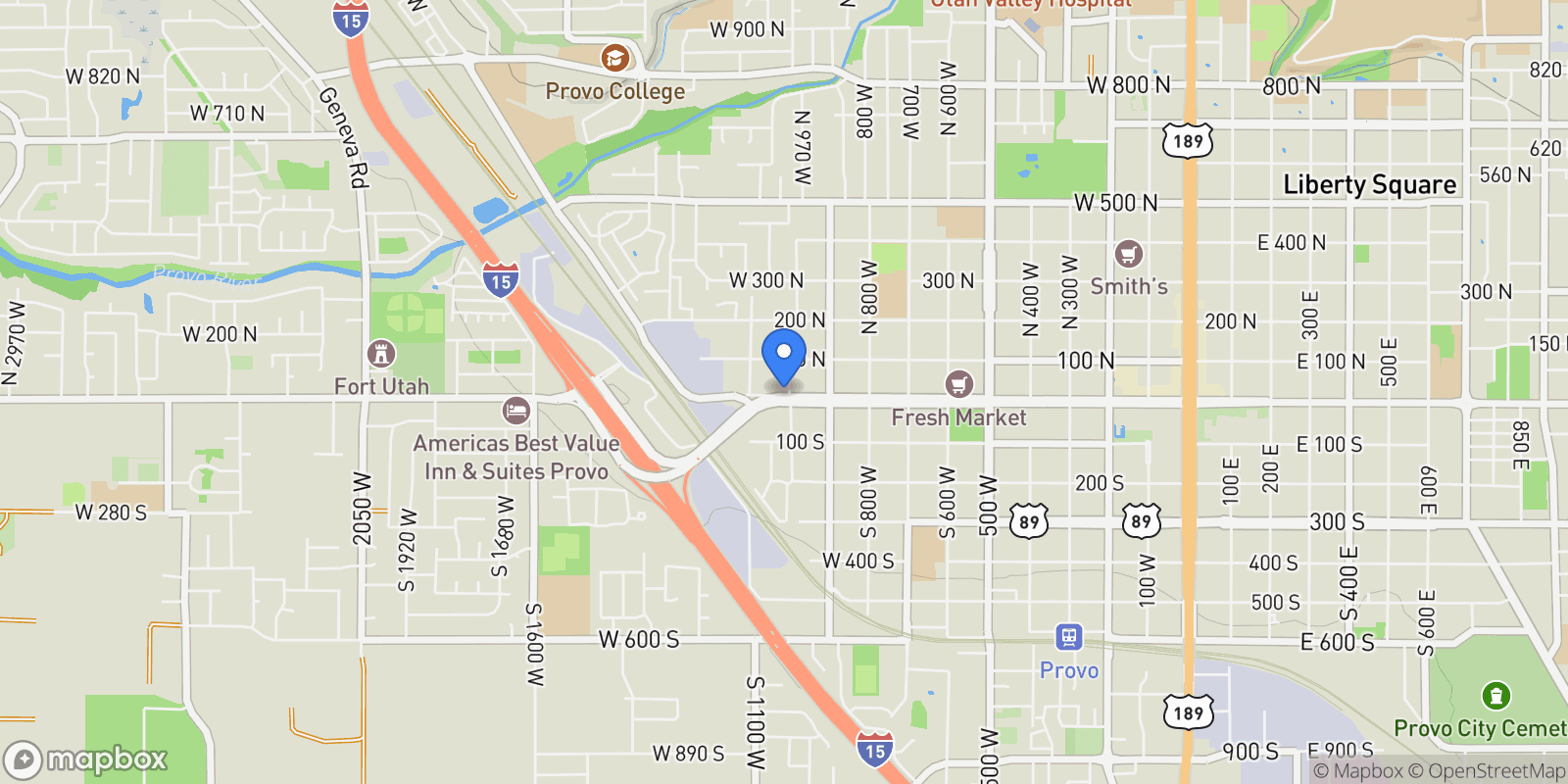 Map showing 17 N 1000 W, Provo, Utah, United States.