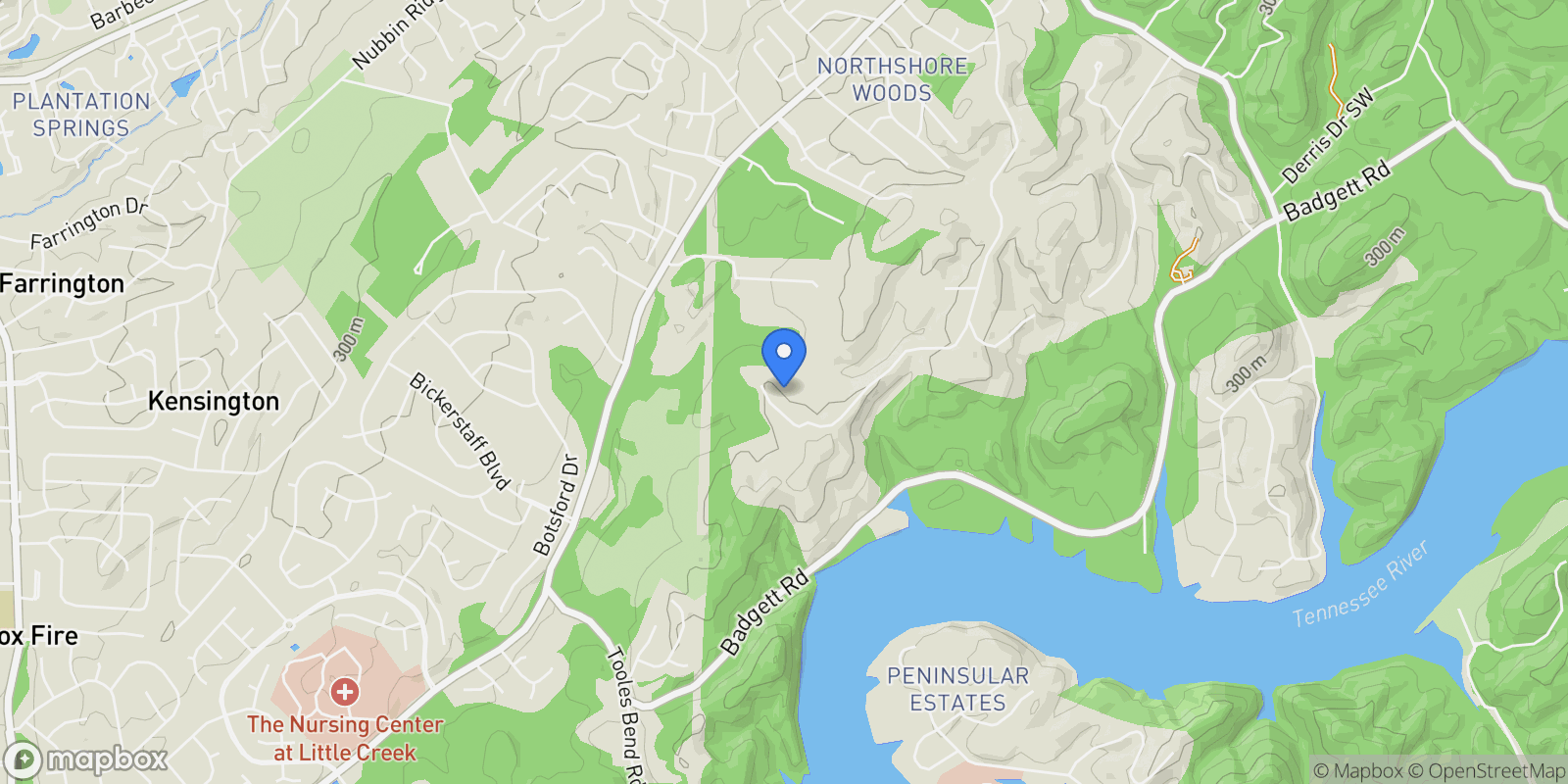 Map showing 2009 Rudder Lane , Knoxville, TN 37919, Knoxville, Tennessee, United States.