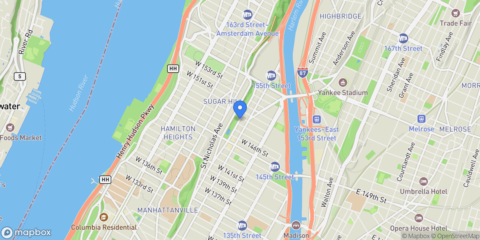 Map showing BRADHURST AVENUE, New York, New York, United States.