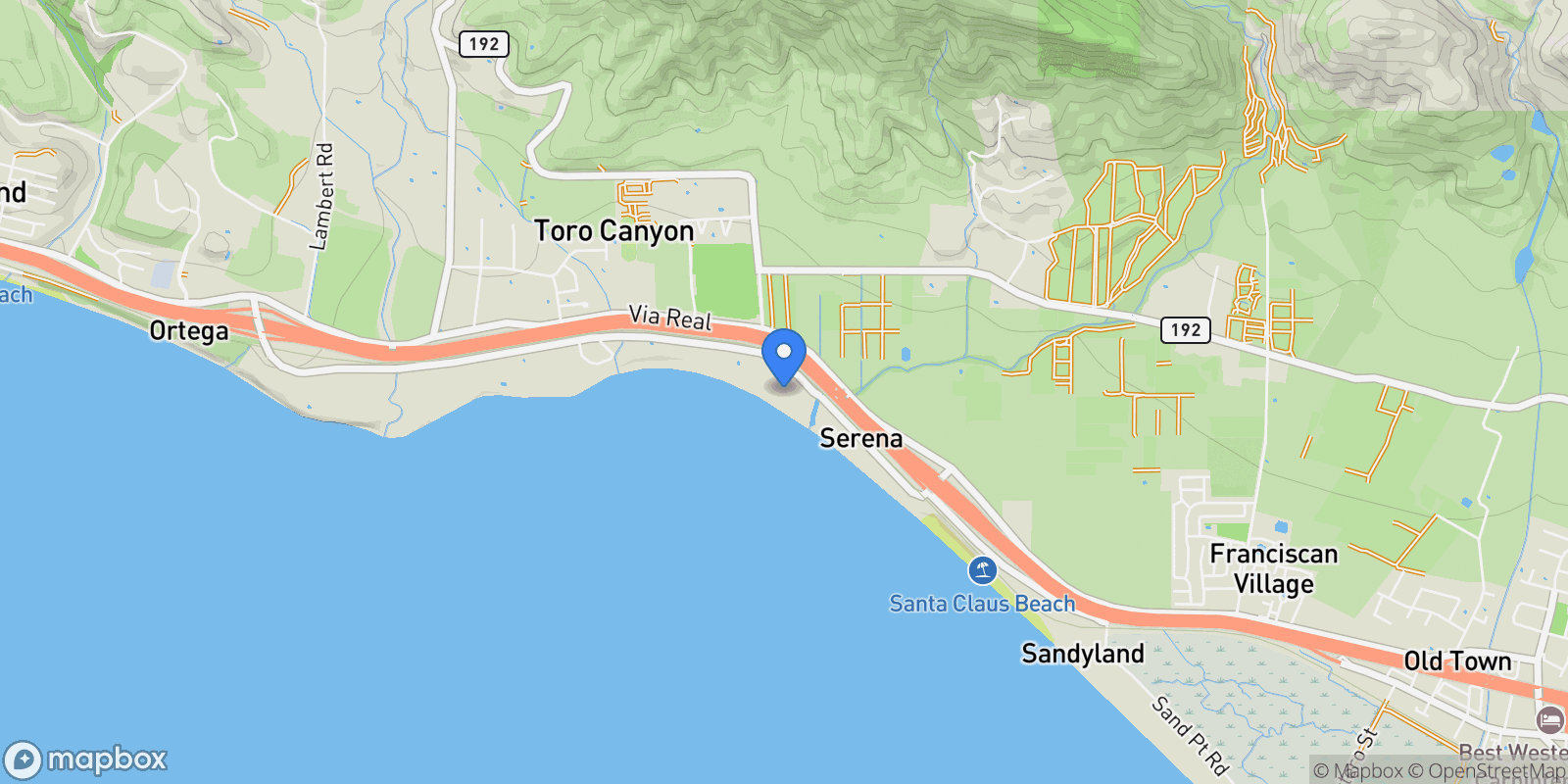 Map showing 3443 Padaro Lane, Carpinteria, California, United States.