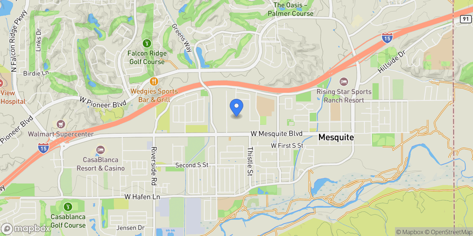 Map showing 517 W Mesquite Boulevard, Mesquite, NV 89027, Mesquite, Nevada, United States.