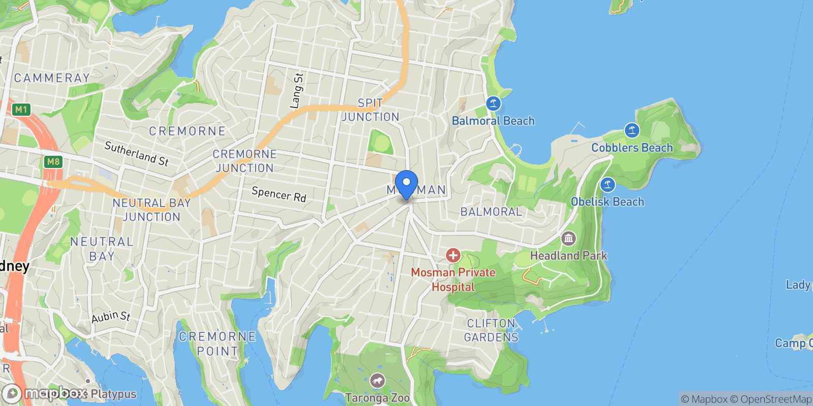 Map showing 101, 190 Raglan Street, Mosman, NSW, Mosman, New South Wales, Australia.