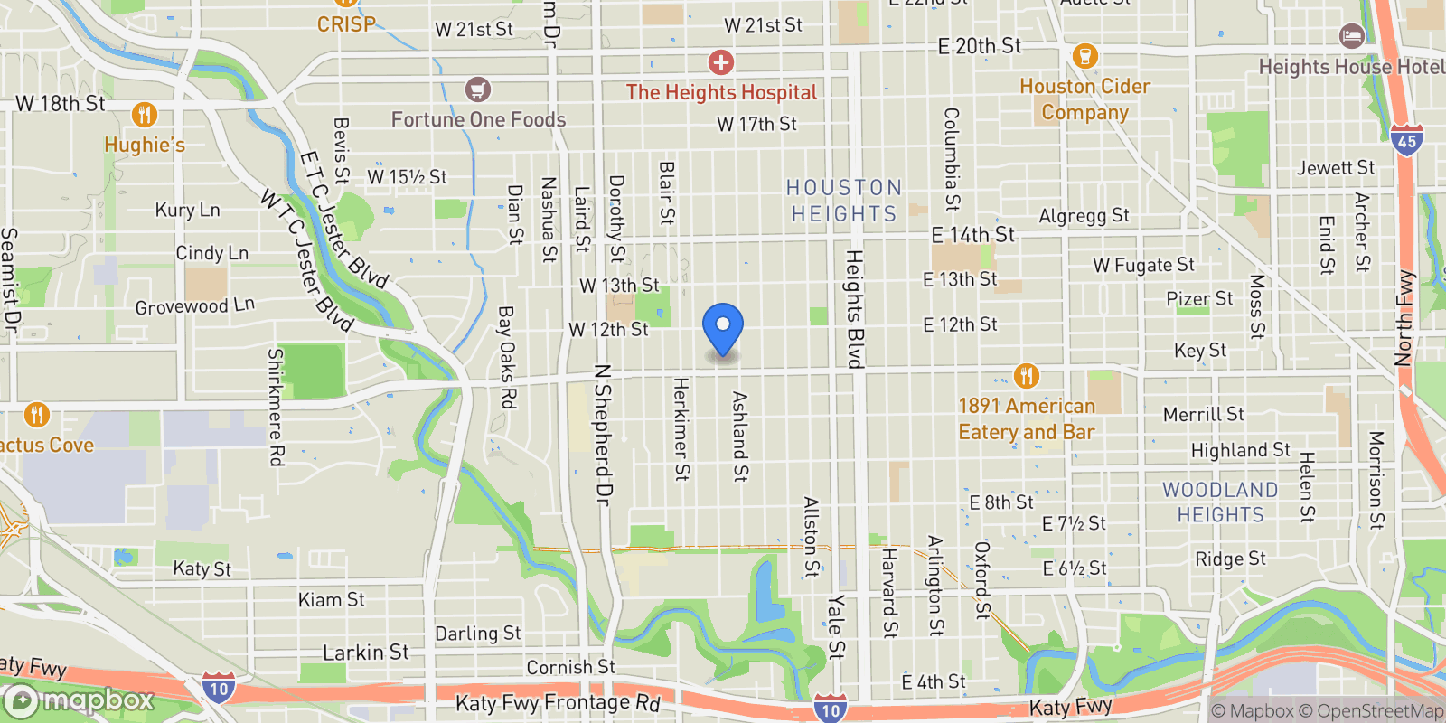 Map showing 1116 Waverly Street, Houston, Texas, United States.
