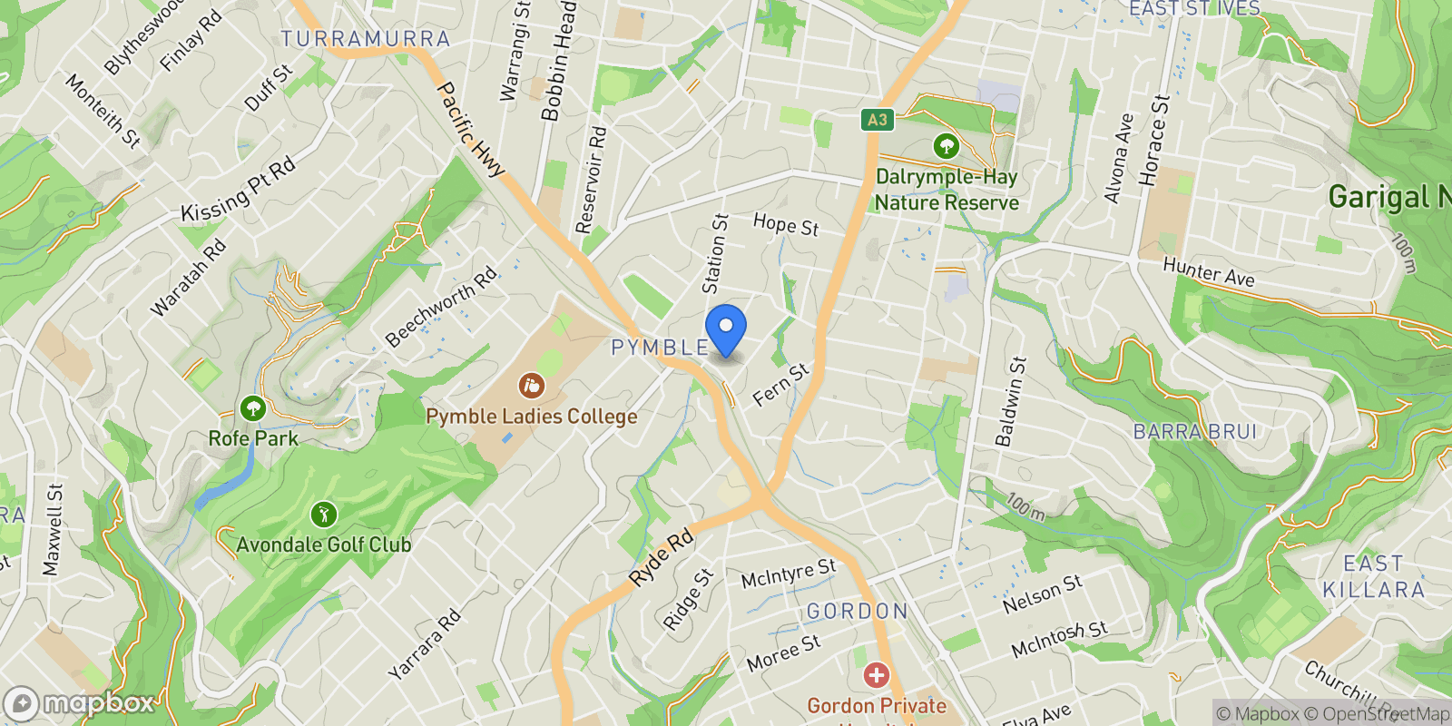 Map showing 35 Grandview Street, Pymble  , Sydney, NSW 2073, Sydney, New South Wales, Australia.