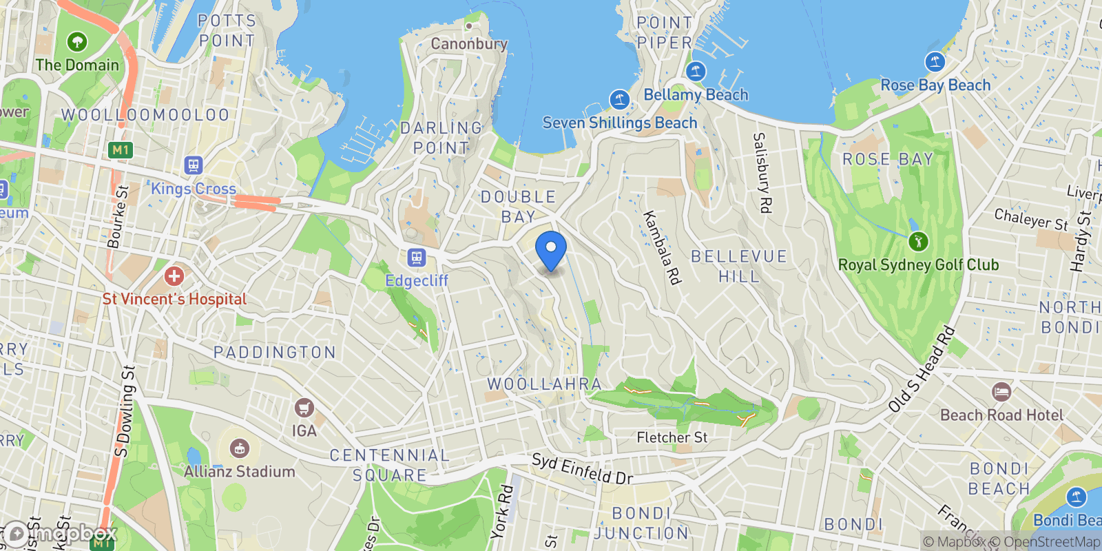 Map showing 5 Forest Road, Sydney, NSW 2028, Sydney, New South Wales, Australia.