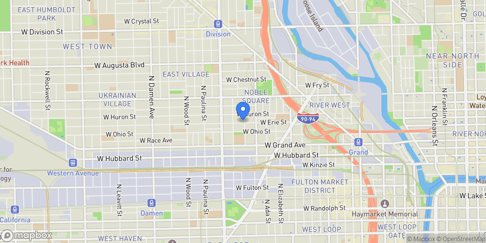 Map showing 1448 W Erie Street #1, Chicago, Illinois, United States.