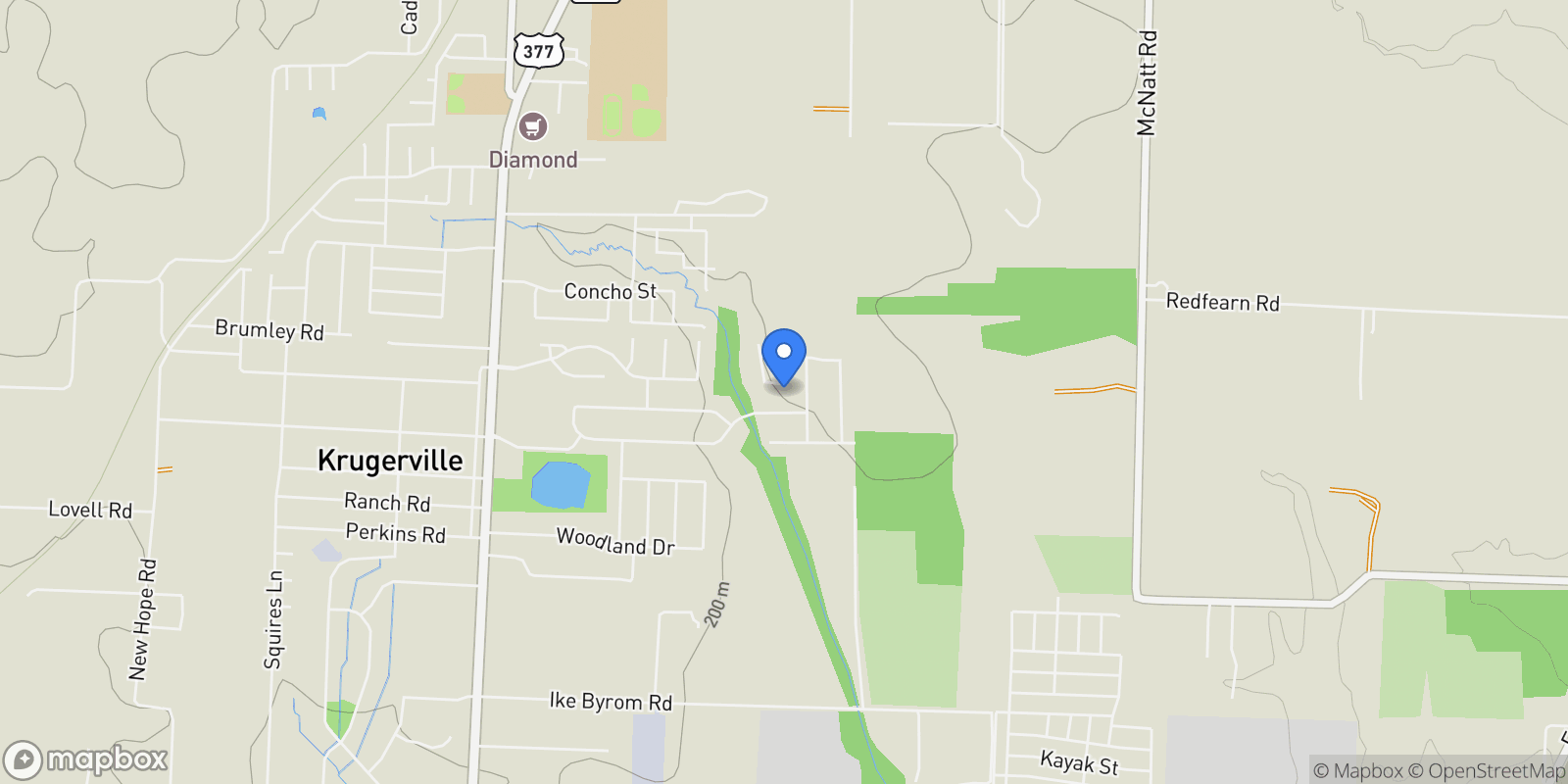 Map showing 130 Peachleaf Drive, Cross Roads, Texas, United States.