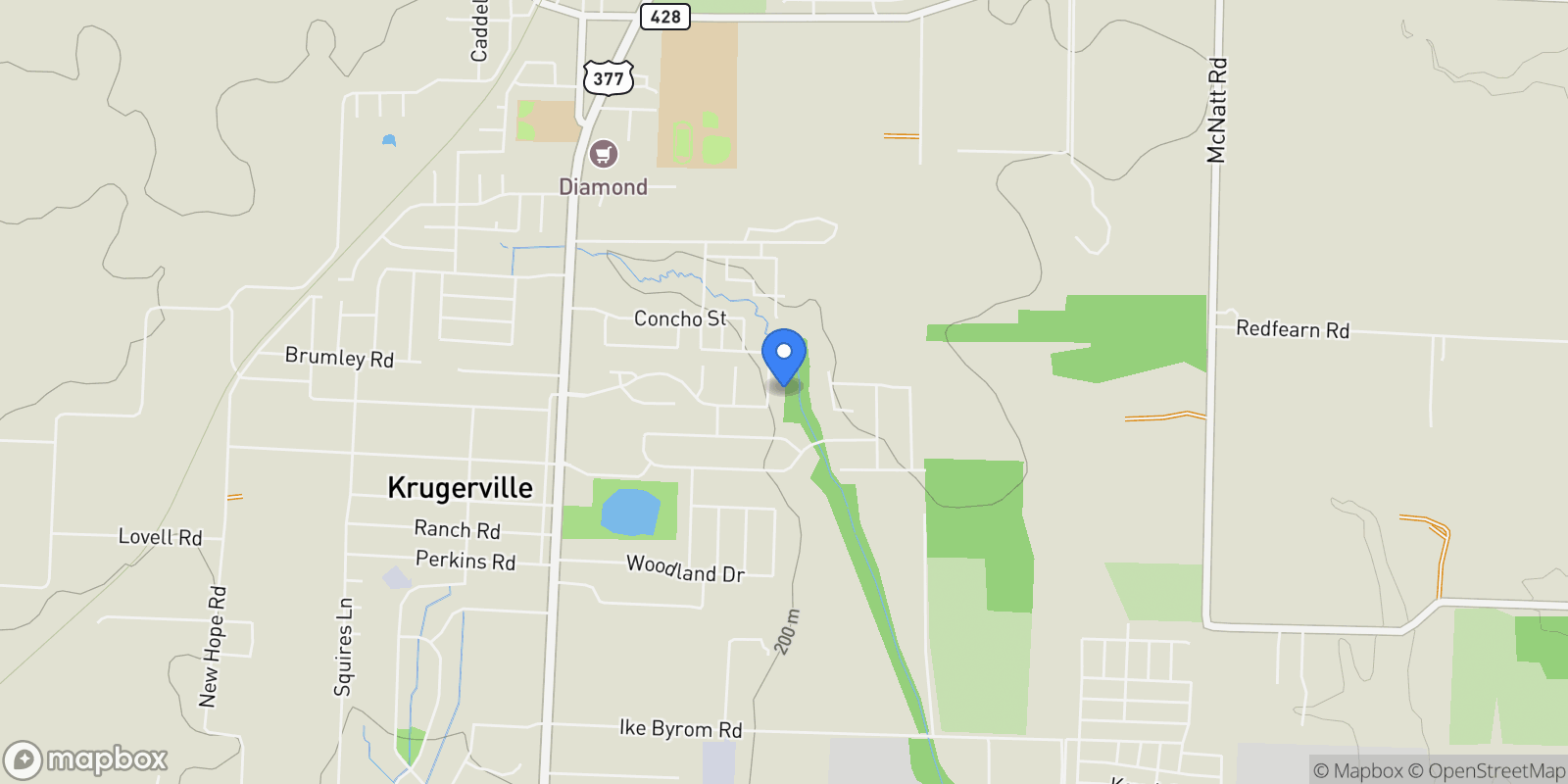 Map showing 107 Wild Plum Drive, Cross Roads, Texas, United States.
