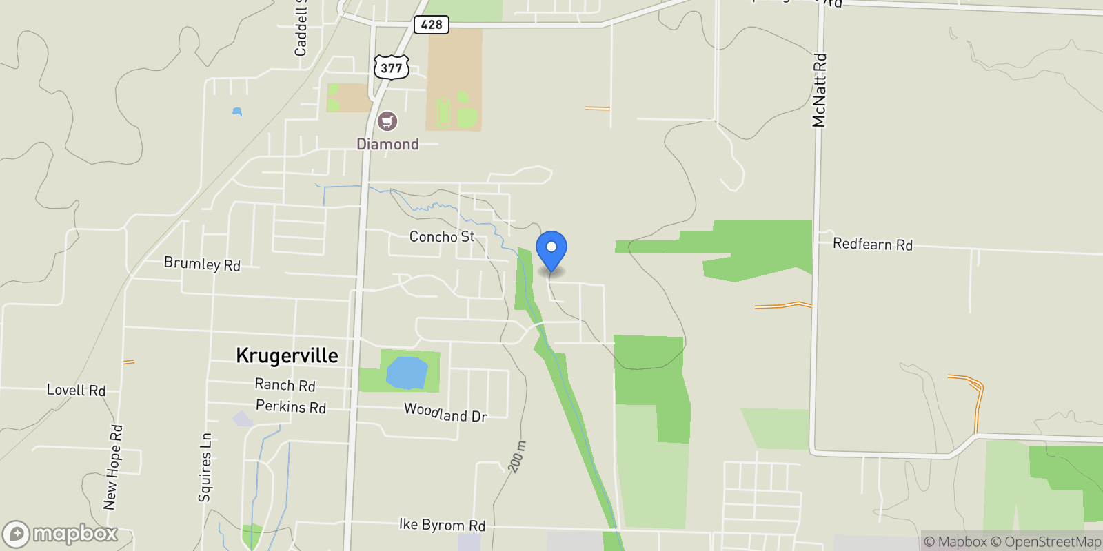 Map showing 135 Willow Oak Drive, Cross Roads, Texas, United States.