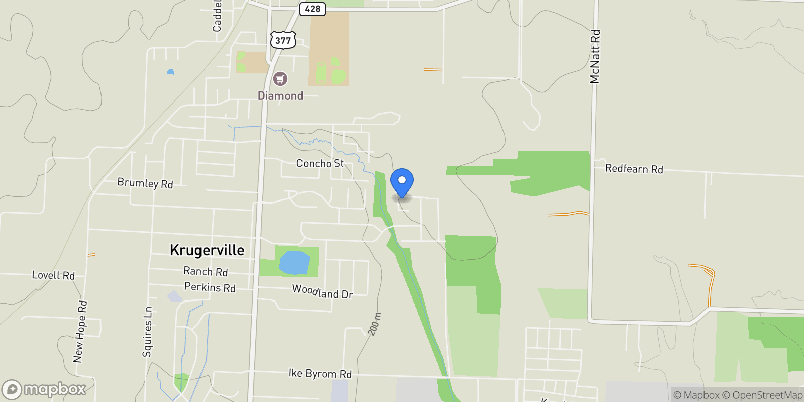 Map showing 132 Willow Oak Drive, Cross Roads, Texas, United States.